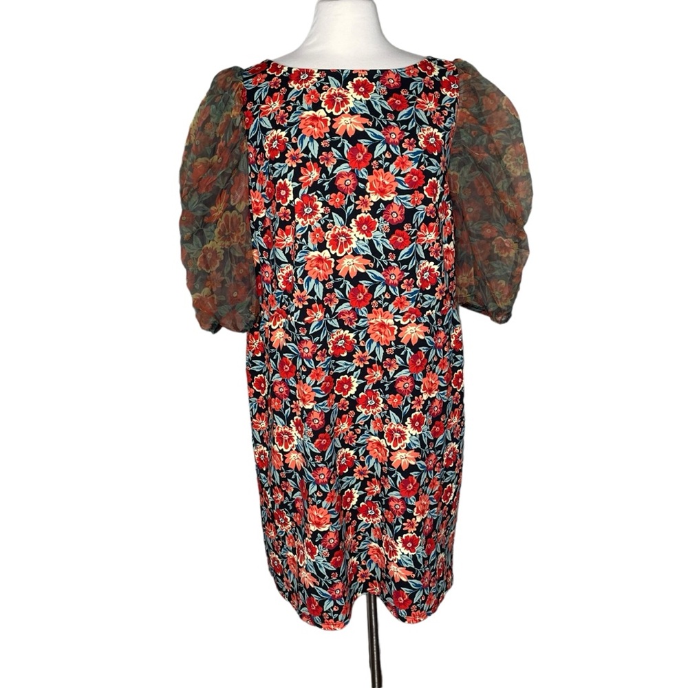 Torrid 16 floral dress with sheer sleeves orange - Picture 1 of 9